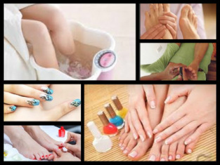 Manicure and pedicure with foot spa, spiral spa